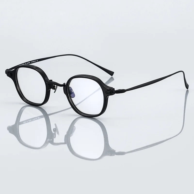 Black Mask Unisex Full Rim Square Titanium Acetate Eyeglasses 396183