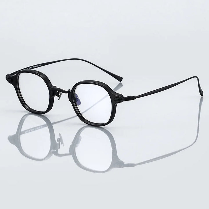 Black Mask Unisex Full Rim Square Titanium Acetate Eyeglasses 396183