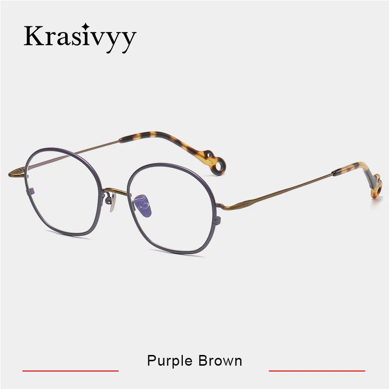 Krasivyy Unisex Full Rim Irregular Round Titanium Eyeglasses 45960