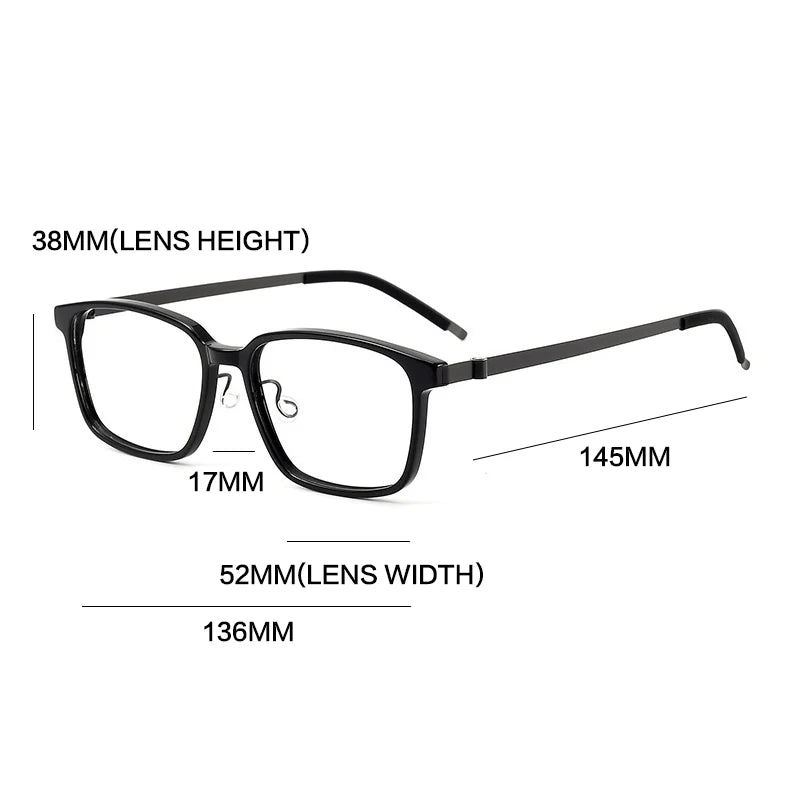 Gatenac Unisex Full Rim Square Screwless Acetate Alloy Eyeglasses 1235 Full Rim Gatenac   