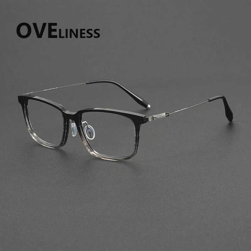 Oveliness Unisex Full Rim Square Acetate Titanium Eyeglasses 202510