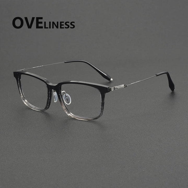 Oveliness Unisex Full Rim Square Acetate Titanium Eyeglasses 202510