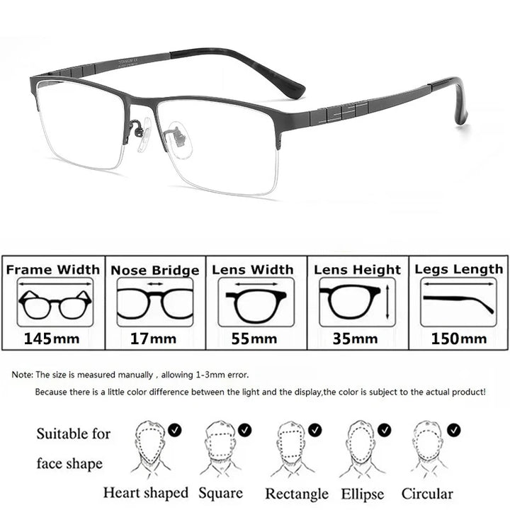 Bobbie Unisex Semi Rim Square Titanium Eyeglasses HT0178