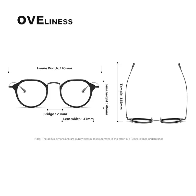 Oveliness Unisex Full Rim Round Oval Acetate Titanium Eyeglasses 14113 Full Rim Oveliness