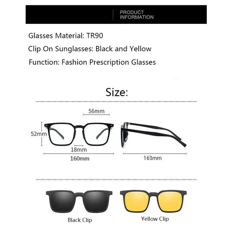 Hdcrafter Mens Full Rim Square Acetate Frames With Clip On Sunglasses 001000 — view 2 | Hdcrafter Eyeglasses at FuzWeb
