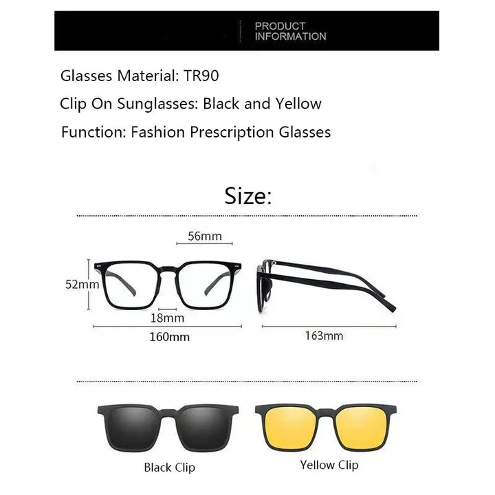 Hdcrafter Mens Full Rim Square Acetate Frames With Clip On Sunglasses 001000 — view 2 | Hdcrafter Eyeglasses at FuzWeb