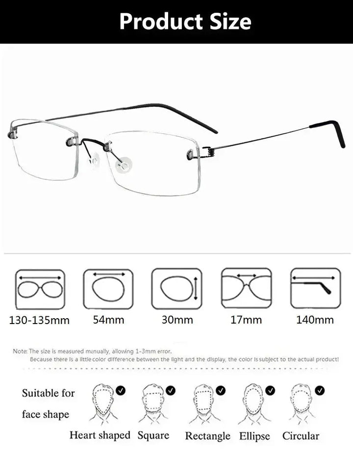 Bobbie Womens Rimless Square Screwless Titanium Frames 212001 — view 2 | Bobbie at FuzWeb