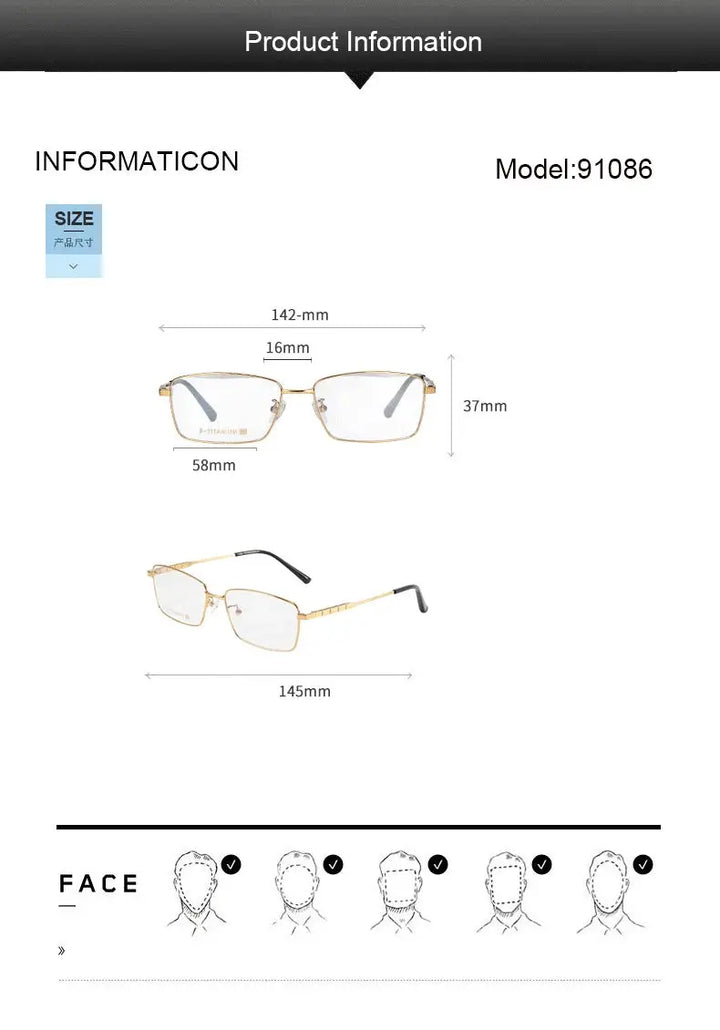 Aimee 910086 Men’s Full Rim Titanium Square Frames FuzWeb