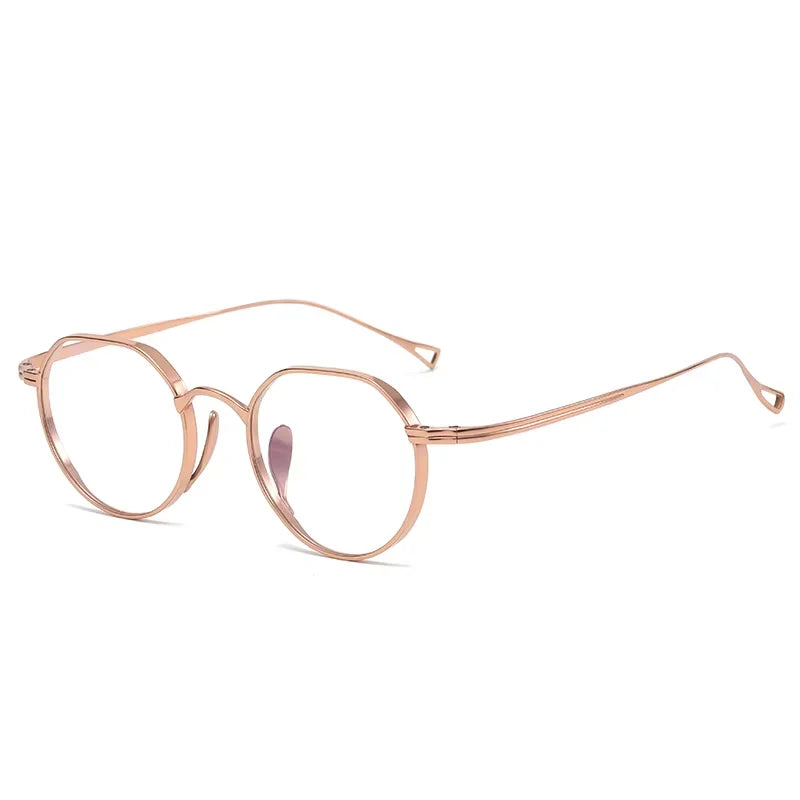 Oveliness Women's Full Rim Flat Top Round Titanium Eyeglasses 9916 Full Rim Oveliness rose gold