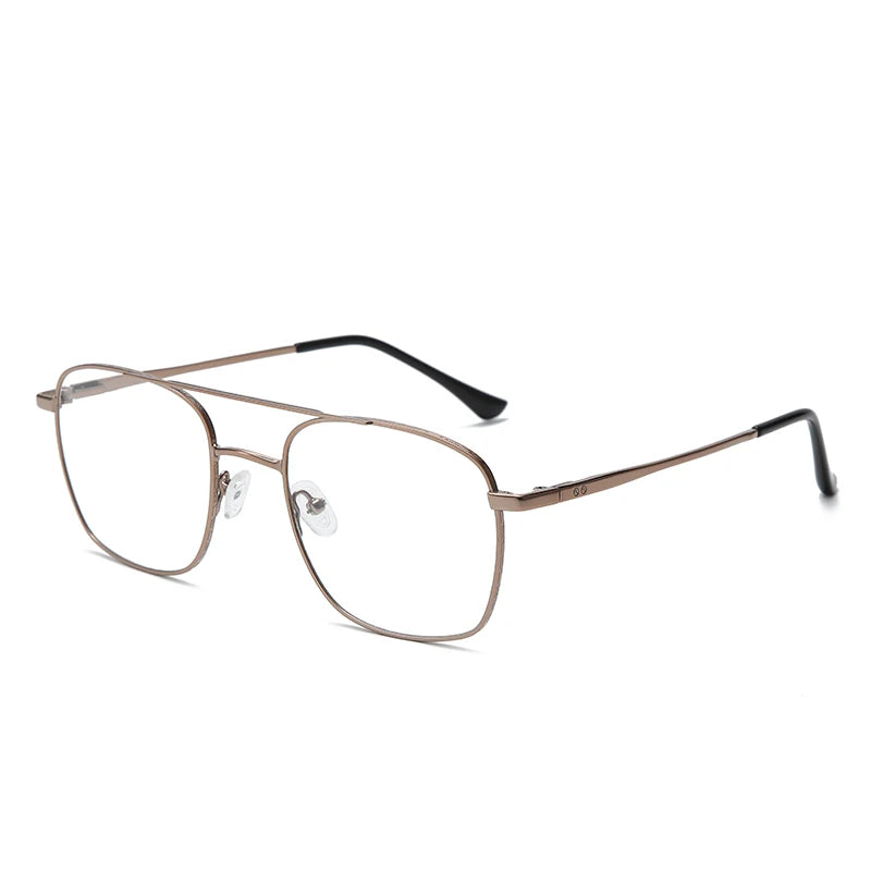 Hdcrafter Men's Full Rim Square Double Bridge Titanium Eyeglasses T001 Full Rim Hdcrafter Eyeglasses COFFEE  