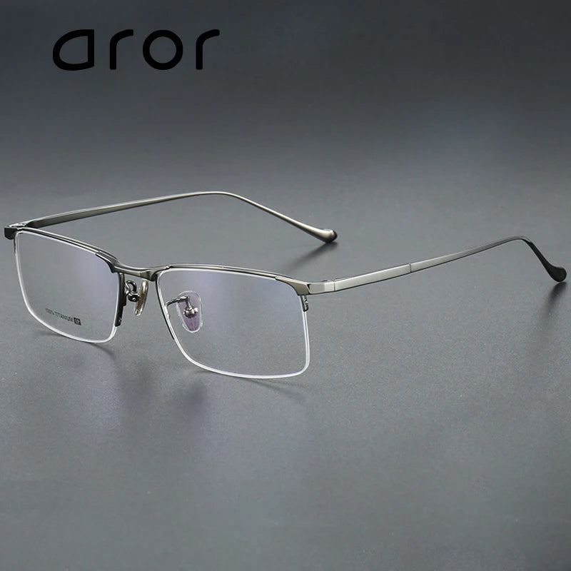 Aror Unisex Semi Rim Square Titanium Eyeglasses 88034