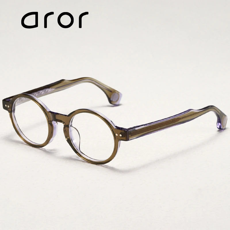 Aror Unisex Full Rim Round Acetate Thick Temple Eyeglasses 942741 Full Rim Aror