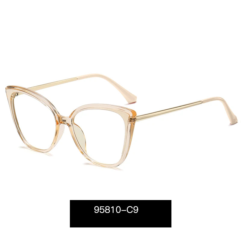 Handoer Women's Full Rim Oval Cat Eye Tr 90 Alloy Eyeglasses 95810