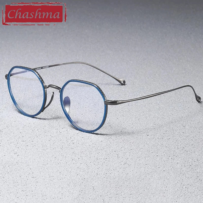 Chashma Ottica Women's Full Rim Flat Top Round Titanium Acetate Eyeglasses 417310