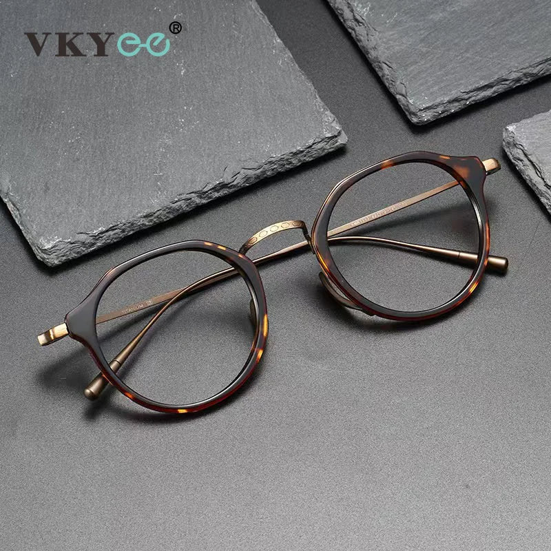 Vicky Unisex Full Rim Round Acetate Blue Light Prescription Eyeglasses KMN1113