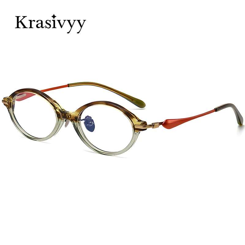 Krasivyy Unisex Full Rim Oval Titanium Acetate Eyeglasses 96060 Full Rim Krasivyy