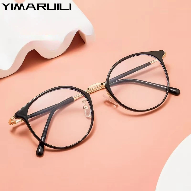 Yimaruili Unisex Full Rim Round Oval Tr 90 Alloy Eyeglasses 22642 Full Rim Yimaruili Eyeglasses