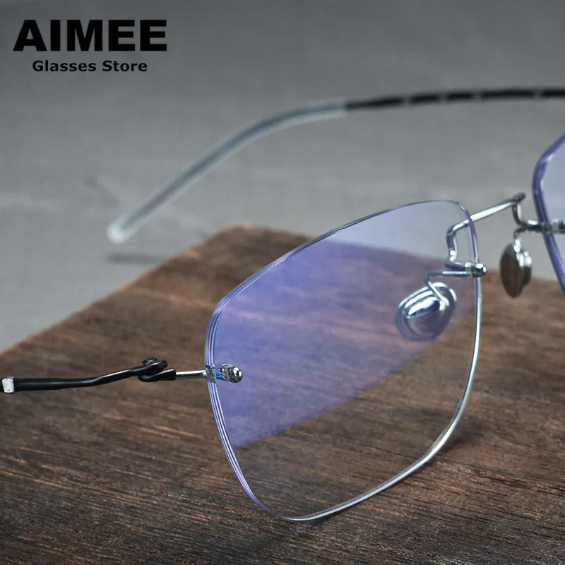 Aimee Unisex Rimless Square Titanium Eyeglasses 2130 Rimless Aimee   