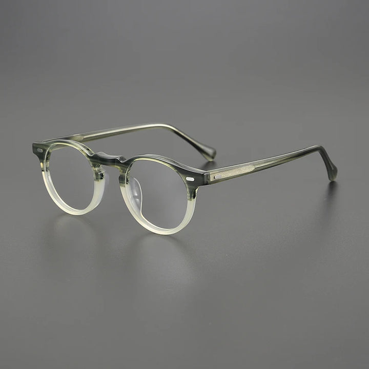 Gatenac Unisex Full Rim Round Acetate Eyeglasses Gxyj1481 Full Rim Gatenac Green  