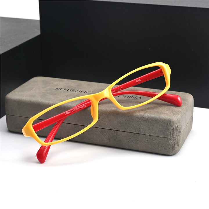 Cubojue Unisex Full Rim Small Square Tr 90 Alloy Presbyopic Reading Glasses 1031m Reading Glasses Cubojue no function lens 0 yellow red 