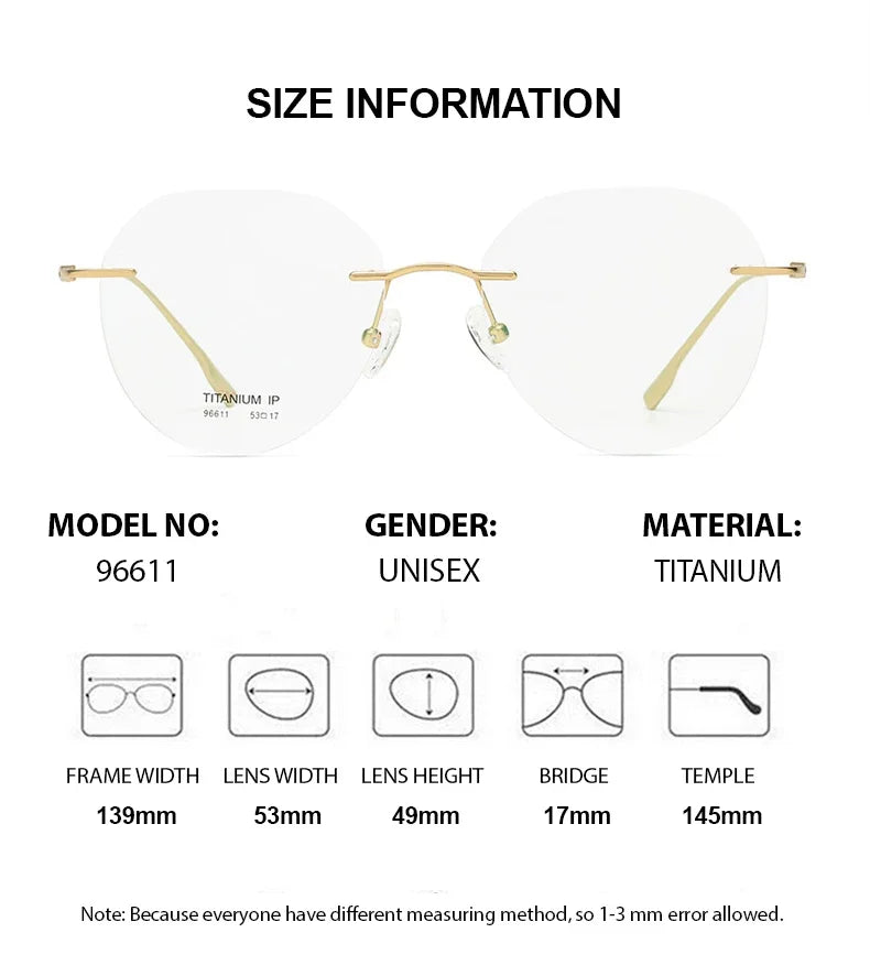 Chashma Unisex Rimless Flat Top Oval Titanium Reading Glasses 996611 Reading Glasses Chashma