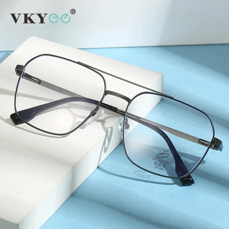 Vicky Unisex Full Rim Square Double Bridge Alloy Reading Glasses 46905 Reading Glasses Vicky   