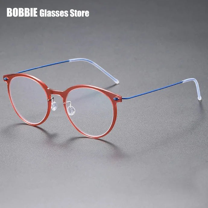 Bobbie Women's Full Rim Round Acetate Titanium Eyeglasses 696537