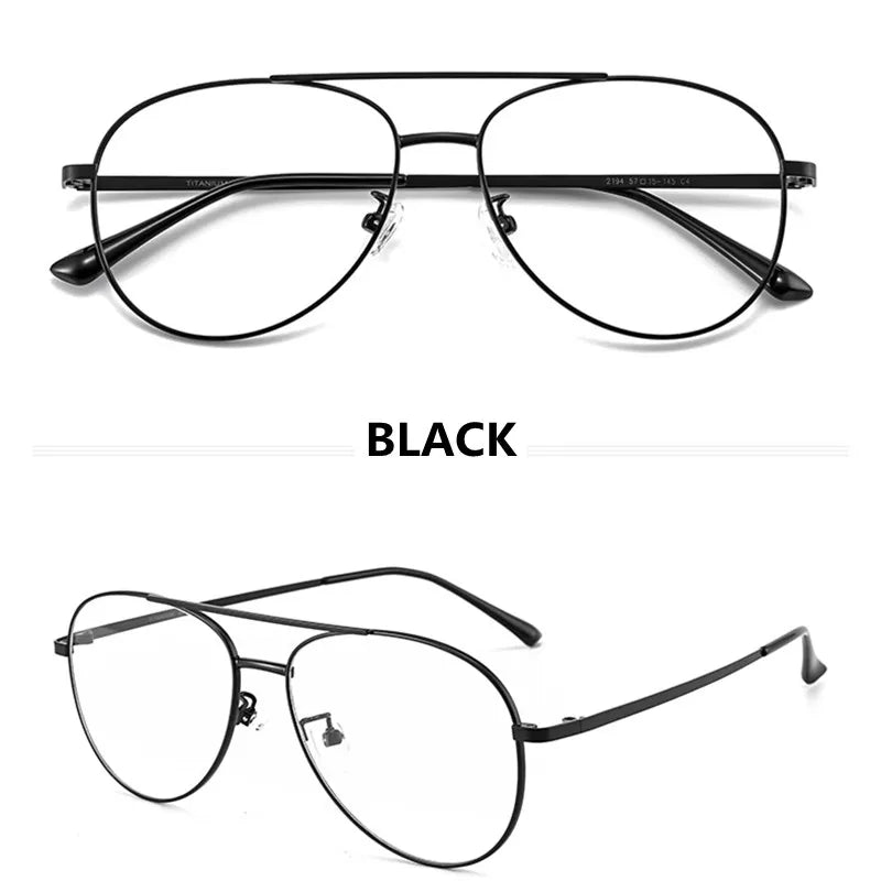Hdcrafter Mens Full Rim Double Bridge Titanium Eyeglasses 2194 Full Rim Hdcrafter Eyeglasses Black  