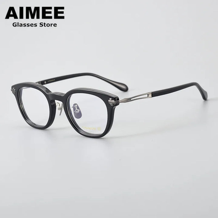 Aimee Unisex Full Rim Square Titanium Thick Acetate Eyeglasses 4722 Full Rim Aimee   