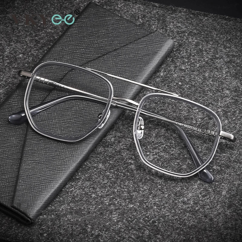 Vicky Unisex Full Rim Oval Double Bridge Titanium Reading Glasses 621361