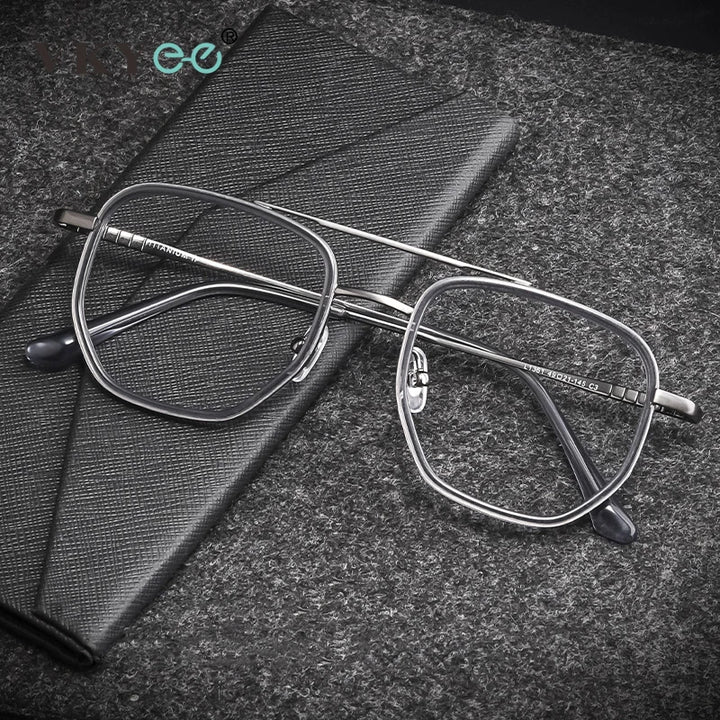 Vicky Unisex Full Rim Oval Double Bridge Titanium Reading Glasses 621361