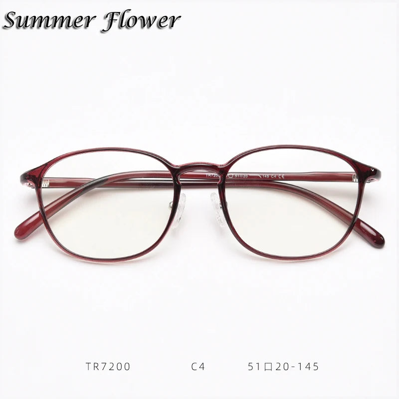 Summer Flower Women's Full Rim Oval Square Tr 90 Titanium Eyeglasses 87200