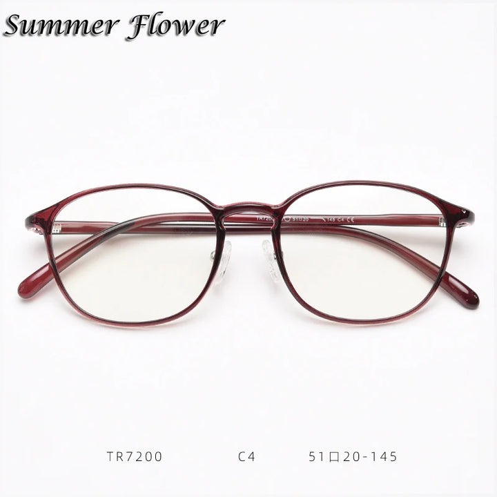 Summer Flower Women's Full Rim Oval Square Tr 90 Titanium Eyeglasses 87200