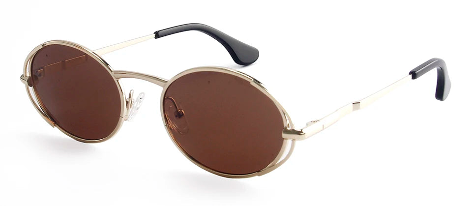 Esnbie Women's Full Rim Round Oval Alloy Sunglasses 24022
