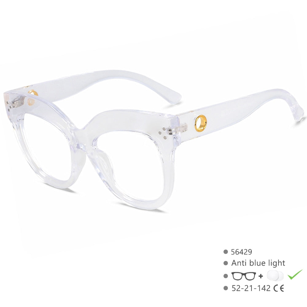 CCSpace Women's Full Rim Cat Eye PC Plastic Eyeglasses 56429 Full Rim CCspace Clear  