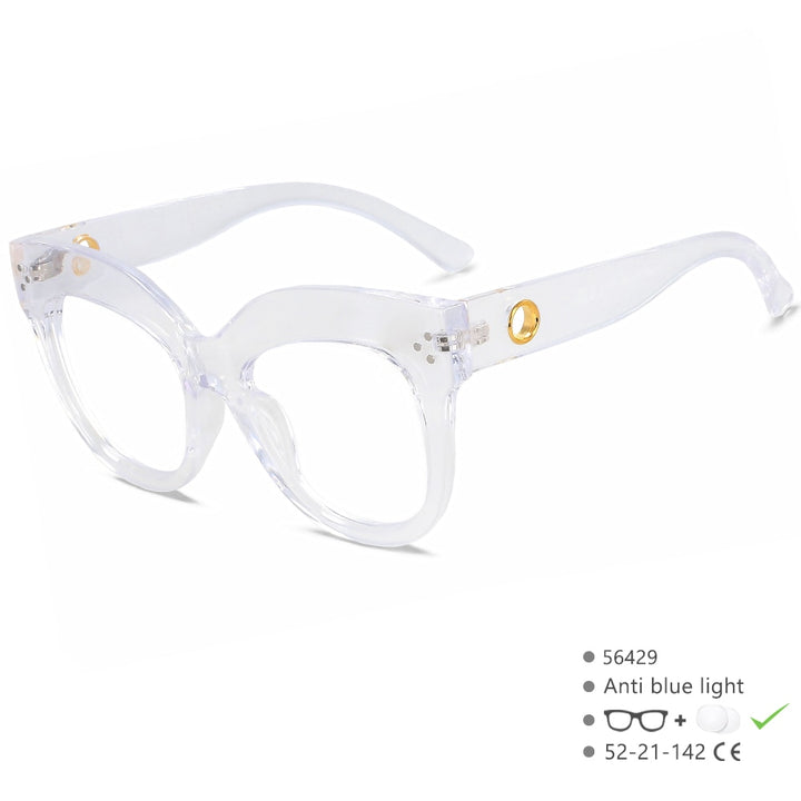 CCSpace Women's Full Rim Cat Eye PC Plastic Eyeglasses 56429 Full Rim CCspace Clear  