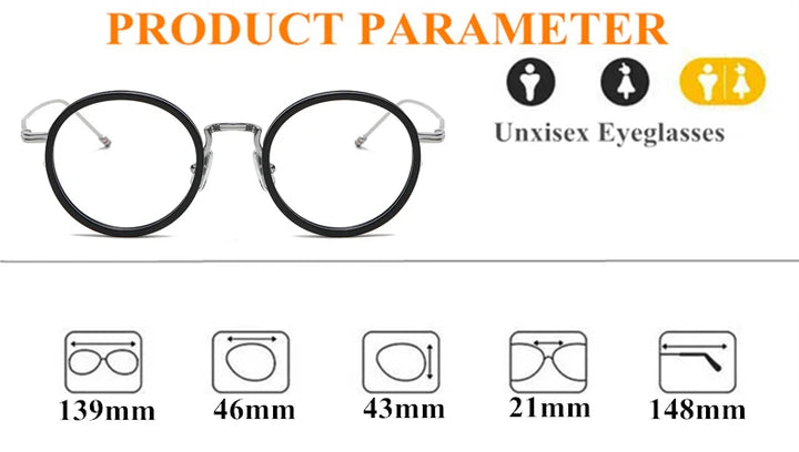 Black Mask Unisex Full Rim Acetate Alloy Round Eyeglasses X906 Full Rim Black Mask   