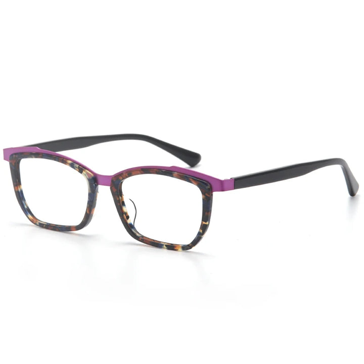 Aror Unisex Full Rim Square Cat Eye Acetate Alloy Eyeglasses 76827 Full Rim Aror Leopard Pink