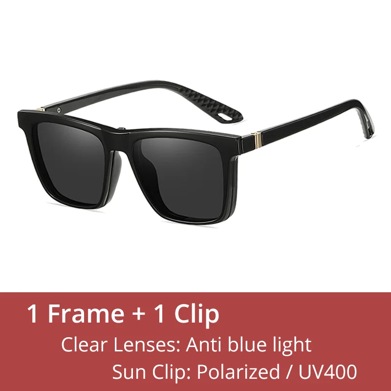 Ralferty Women's Full Rim Square Tr 90 Eyeglasses Clip On Sunglasses 91562