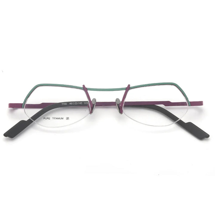 Muzz T7785 unisex small semi-rimless titanium prescription eyeglasses — view 4