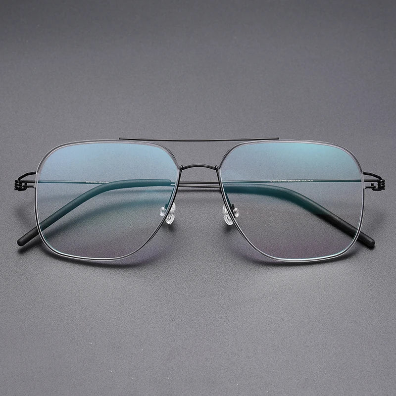 Bobble Unisex Full Rim Square Double Bridge Titanium Eyeglasses 821097