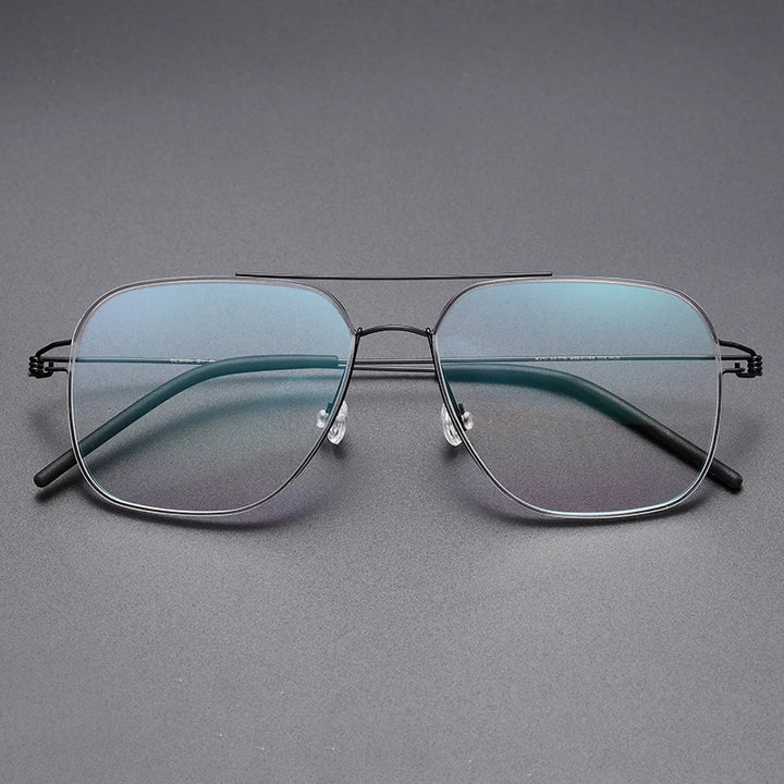 Bobble Unisex Full Rim Square Double Bridge Titanium Eyeglasses 821097