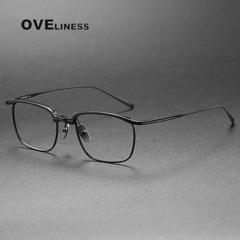 Oveliness Unisex Full Rim Square Titanium Eyeglasses 14820 Full Rim Oveliness black  