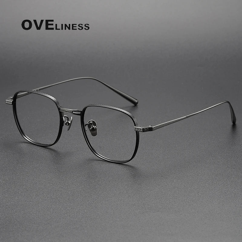 Oveliness Unisex Full Rim Square Titanium Eyeglasses 14025 Full Rim Oveliness black gun  