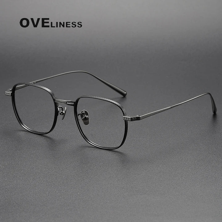 Oveliness Unisex Full Rim Square Titanium Eyeglasses 14025 Full Rim Oveliness black gun  