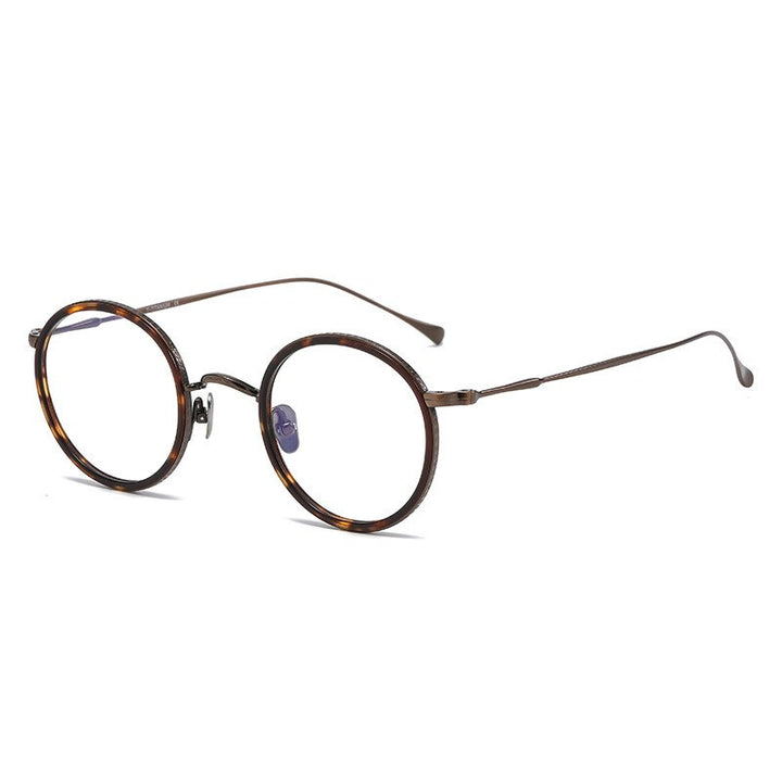 Hdcrafter Unisex Full Rim Round Titanium Eyeglasses Ps7360 Full Rim Hdcrafter Eyeglasses Coppery  