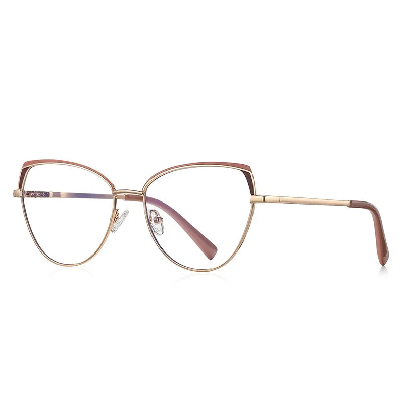 Laoyehui Women's Full Rim Square Cat Eye Alloy Reading Glasses L3105 Reading Glasses Laoyehui C2 +300 