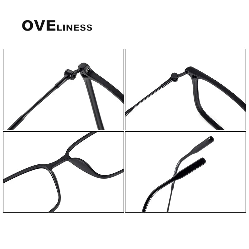 Oveliness Unisex Full Rim Square Acetate Titanium Eyeglasses 8674 Full Rim Oveliness   