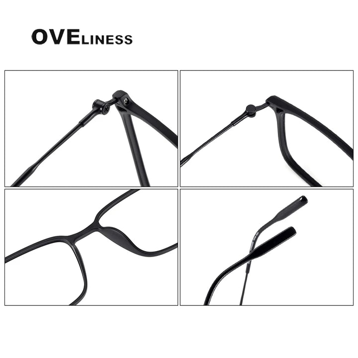 Oveliness Unisex Full Rim Square Acetate Titanium Eyeglasses 8674 Full Rim Oveliness   