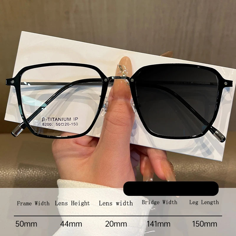 Kocolior Unisex Full Rim Polygon Titanium Photochromic Reading Glasses 82005